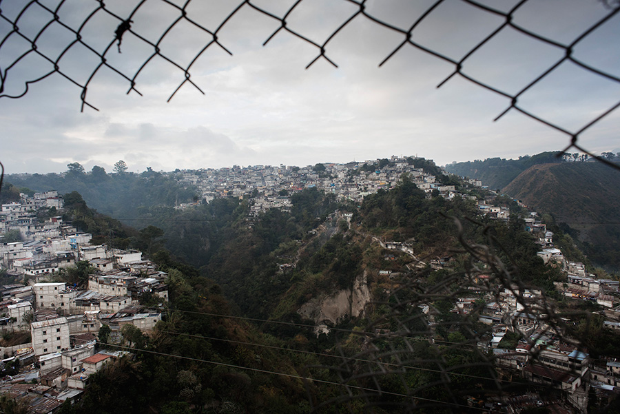 A conglomerate of houses on the outskirts of the capital Guatemala City.