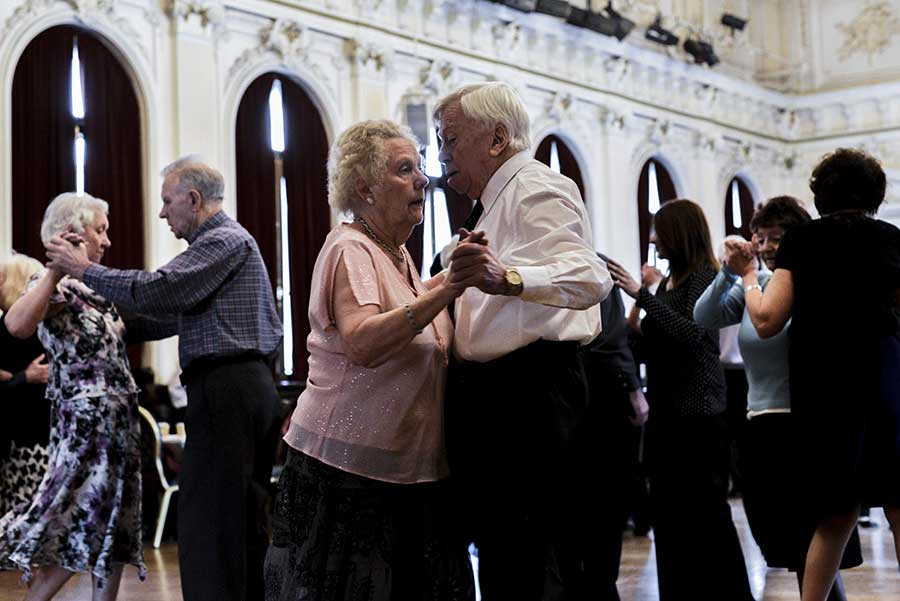 A traditional tea dance is held by the Newham Council at Stratford Old Town Hall on the 30th March 2015, London.