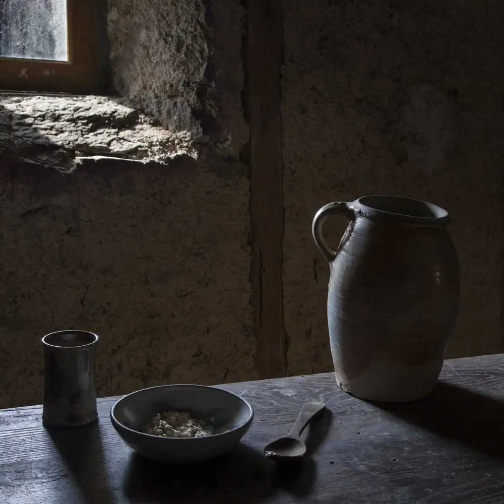 From 'Fictitious Feasts', work about food scenes in literature. Here a watery gruel in the orphanage, from the English novel "Oliver Twist" by Charles Dickens