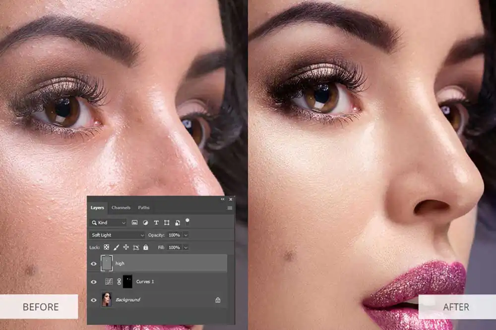 make the eyes brighter in nude photography