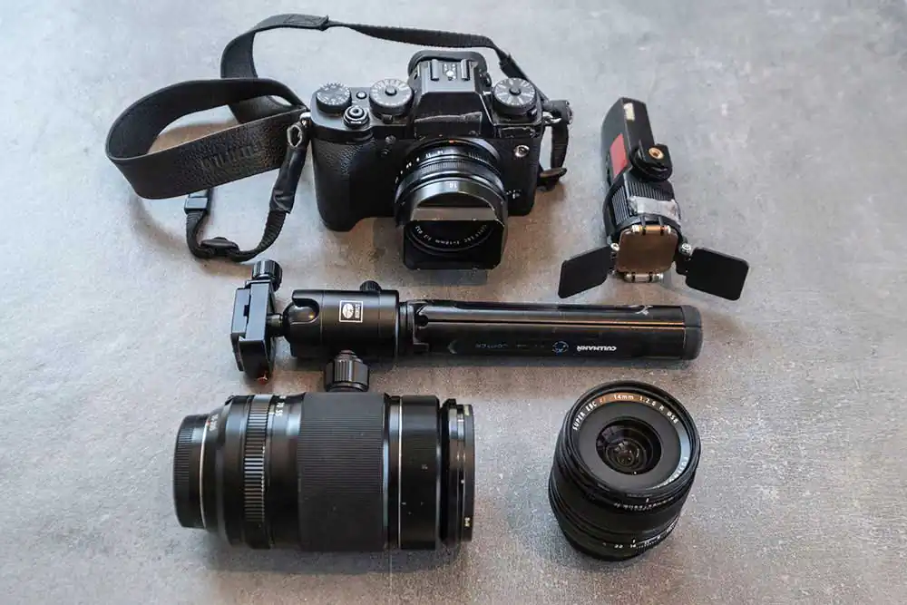 Inside camera bag of Alain Schroeder